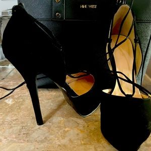 Black lace up stiletto